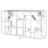 Cat Window Box , Large Catio With Shelves & Bridges, Outside Enclosure For Multiple Cats, White
