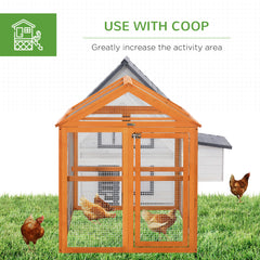 Wooden Chicken Run, Combinable Design with Perches, 4.6' x 2.8', Orange
