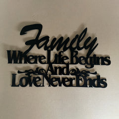 Where Life Begins, Love Never Ends Vintage Metal Wall Sign
