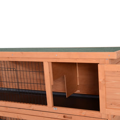 54" 2-Story Large Rabbit Hutch Bunny Cage Wooden Pet House Small Animal Habitat with Lockable Doors, No Leak Tray and waterproof Roof for Rabbits, Chickens, Ducks, Outdoor/Indoor Natural