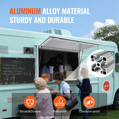 Concession Window 48"x36", Aluminum Alloy Food Truck Service Window With Awning Door & Drag Hook, Up To 85 Degrees Stand Serving Window For Food Trucks Concession Trailers, Glass Not Included