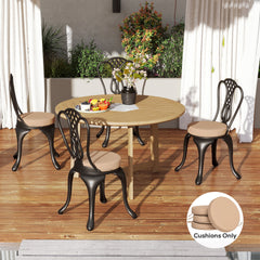 Patio Chair Cushions Set Of 4 Round Seat Cushions For Dining Bistro Chairs Machine Washable, 15 X 15 X 3, Khaki