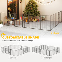 Dog Playpen for Indoor Outdoor, 24 Panels 44.5" H Puppy Playpen with Lockable Door, DIY Shape Pet Exercise Fence, Black