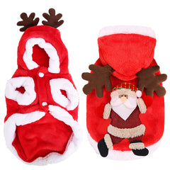 1Pc Pet Christmas Clothes Santa Claus Reindeer Antlers Costume Winter Outfit New Year Coat For Small Medium Dogs Cats