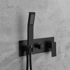 Brass Matte Black Shower Faucet With Shower System, 10 Inch Shower Head And Handheld Spray Bathroom Deluxe Faucet Combination