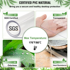 96 X 42 Inch Clear Table Cover Protector, 2mm Thick Clear Desk Protector Table Pads, Plastic Tablecloth Table Protector For Dining Room Table
