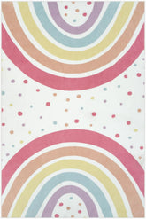 Washable Rainbow Rug For Girl Nursery, Small Rug 3X 5 Colorful Area Rugs For Kids Bedroom, Non-Slip Soft Polka Dot Carpet Kids Rugs For Classroom Playroom Tent Castle