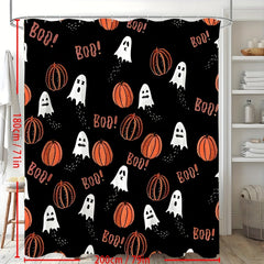 1PCS Halloween Cartoon Pumpkin Flower Print Shower Curtains Set, Waterproof Shower Curtain With Hooks, Bathroom Decor, Shower Curtain Sets For Bathrooms