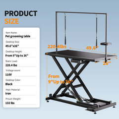 Height Adjustable Pet Grooming Table, Equipped With Leveling Wheels, Dog Grooming Arms, Anti Slip Tabletop, And Tool Organizer 50 Inches, Black, Prohibited Platform Temu