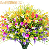 5 Bundles Artificial Calla Lily Artificial Flowers UV Resistant Plastic Flowers 5 Colors Mix Calla Lily Fake Plants For Summer Autumn Home Decor Indoor Outdoor Cemetery Vase Pots