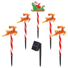 Deer Or Tree Options 5Packs Christmas Outdoor Pathway Light With 8 Modes IP44 Waterproof Xmas Decoration Stake Light Tree Candy Light For Garden Lawn Porch Yard Driveway