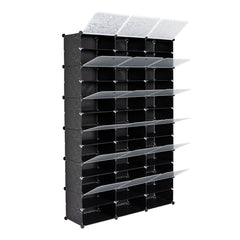 12-Tier Portable 72 Pair Shoe Rack Organizer 36 Grids Tower Shelf Storage Cabinet Stand Expandable For Heels, Boots, Slippers, Black
