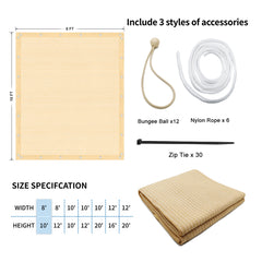 3'X6' Wheat HDPE Sun Shade Cloth