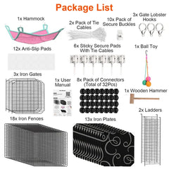 3-Tier Cat Cage Enclosure Indoor Cat Cage Playpen With Hammock Toy Ball Ladder DIY Iron Wire Cat House Kennels Crate For 1-2 Cats Ferret Rabbit Small Animals