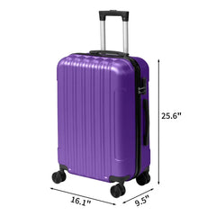 Three-in-one Textured Frosted Case Shell, Non-TSA Customs Lock, 28-inch Detachable Wheels, ABS Trolley Case, 20in, 24in, 28in, ABS, All-color Purple