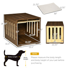 Furniture Style Dog Crate End Table with Removable Door Panel, Dog Crate Bed with Foam Cushion, Safety Lock, Indoor Use, for Small & Medium Dogs, Brown