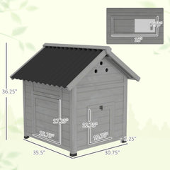 Duck Coop, Wooden Duck House with Openable Roof & Double Doors, Light Gray