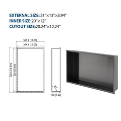 Stainless Steel Shower Niche, Gunmetal Black, Waterproof, Leak-Free, Rust-Resistant,Easy Installation, Corrosion-Resistant