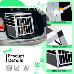 Aluminum Transport Case, Aluminum Car Carrier, Travel Carrier, Suitable For Cats And Dogs, Black And Silver.