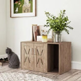 PawHut Cat Litter Box Enclosure With Scratching Board, Cat Washroom End Side Table, Walnut Brown