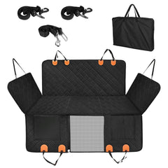 1Pc Dog Car Seat Cover For Back Seat Waterproof Oxford Cloth Seat Cover Hammock Non-Slip Scratchproof Back Seat Extender With Side Flap Mesh Window Storage Bag For Car SUV Truck