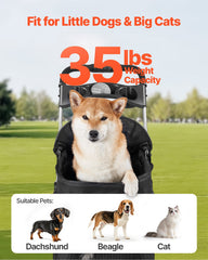 Pet Stroller Foldable 4 Wheels Dog Stroller Detachable Carrier Up To 35lbs
