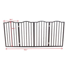 Pet Gate - Dog Gate For Doorways, Stairs Or House - Freestanding, Folding, Brown, Arc Wooden--Self-pick Up Is Not Supported.