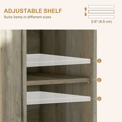 Kitchen Storage Cabinet, Sideboard Floor Cupboard with Solid Wood Top, Adjustable Shelf, and 3 Drawers, Distressed Gray