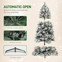 7.5 ft Prelit Flocked Artificial Christmas Tree with 500 Clear Lights, 1530 Tips, Metal Stand for Home Office Holiday
