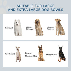 PawHut Elevated Dog Bowls With Slow Feeder Mat, Storage Cabinet, 3 Stainless Steel Bowls For Large & Extra Large Dogs, White