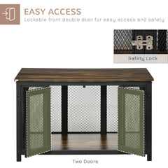 Furniture Style Dog Crate with Openable Top, Big Dog Crate End Table, Puppy Crate for Small Dogs Indoor, Spacious Interior, Pet Kennel, Brown, Black