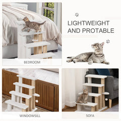4 Levels Cat Steps With Scratching Posts For High Bed