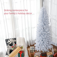 6 FT Artificial Christmas Tree Pencil Xmas Tree with Stand, 618 Tips, Holiday Home Indoor Decoration for Party, White