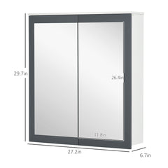 Bathroom Mirror Cabinet, Wall Mounted Medicine Cabinet with Mirror, Double Doors and Adjustable Shelves, White