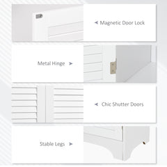 Tall Narrow Bathroom Storage Cabinet with Doors and Shelf Adjustability, Freestanding Linen Cabinet with 2 Cabinets and Countertop, White