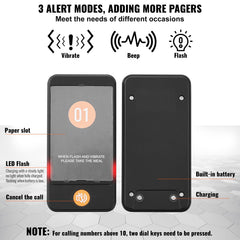 Restaurant Pager System, Wireless 400m Long Range Lineup Waiting Queue Signal, Guest Customer Calling Beepers With Vibration & Flashing, 10 Buzzers For Food Truck, Church, Nursery, Hospital