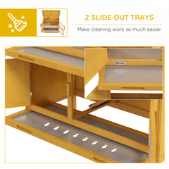 Wooden Bunny Hutch with Ramp, Indoor/Outdoor, Yellow