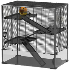 4 Tier Hamster Cage with Deep Tempered Glass Bottom, Running Wheel, Hut, Water Bottle, Food Dish, 31" x 19" x 31.5"