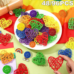 48Pcs Colorful Wicker Rattan Balls