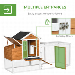 76" Wooden Chicken Coop with Safe and Healthy Non-Polluting Materials, Outdoor Hen House Poultry Cage with Weatherproof Materials
