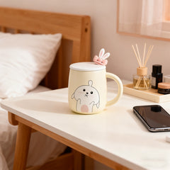 Rabbit Bow Ceramic Mug-Light Blue