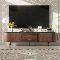Mid-Century Modern TV Stand For 80 TV, Entertainment Center With Storage For Living Room, Bedroom, Media Console Table With 2 Drawers