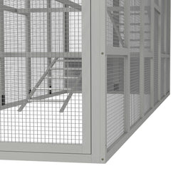 Wooden Chicken Coop Run for 6 - 10 Chickens, Hen House Add-On with Storage, Perches, 141.75" x 48" x 61", Gray