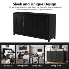 VIBE HAUS TV Stand For TVs Up To 65 Inches, Modern Entertainment Center Media Console Cabinet With 2 Spacious Storage Space, Solid Wood Legs For Living Room