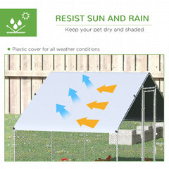 Large Chicken Coop Metal Chicken Run with Waterproof and Anti-UV Cover, Spire Shaped Walk in Fence Cage Hen House for Outdoor and Yard Farm Use, 1" Tube Diameter, 9.8' x 6.6' x 6.6'