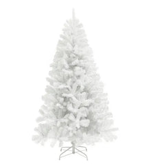 HOMCOM 9ft Tall Artificial Christmas Tree, Unlit Xmas Tree With 2132 Branch Tips, Auto Open, Steel Base, Holiday For Home Office, White