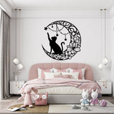 Gothic Black Cat Metal Wall Art - Vintage Halloween Decorations
