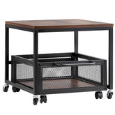 Mini Fridge Stand 198lbs With Storage Cart & Swivel Wheels Dark Brown
