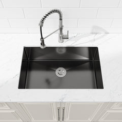 Stainless Steel Kitchen Sink, 27 X 19 Inch Single Bowl Undermount Sink, Handmade Black Kitchen Sink With US Standard Drain And Accessories