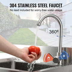 Stainless Steel Utility Sink, 1 Compartment Free Standing Small Sink Include Faucet & Legs, 16 X 13 X 8.7 In Commercial Single Bowl Sinks For Garage, Restaurant, Kitchen, Laundry